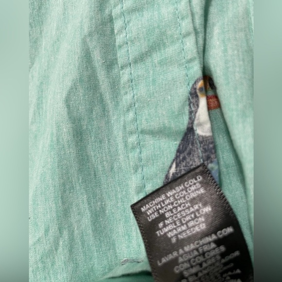 Ocean Current Men's Size M Toucan Print Shirt Tropical Green 100% Cotton - Picture 6 of 8
